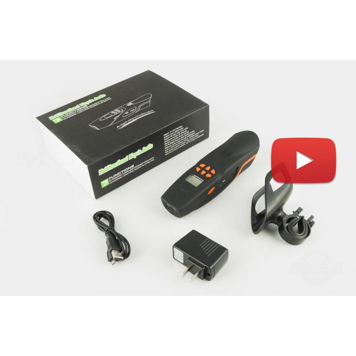 Аудиосистема велосипедная на руль   (влагостойкая, фонарик, рация, МР3/USB/SD/Bluetooth/FM-радио)   (mod:AV126-O)   NEO, шт