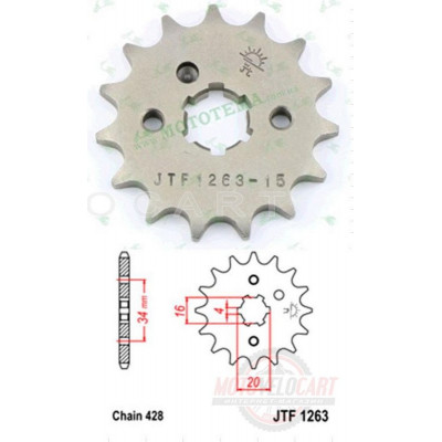 Звезда трансмиссии (передняя) Delta 428-15T JT SPROCKET #JTF1263.15, шт Звезда трансмиссии (передняя) Delta 428-15T JT SPROCKET #JTF1263.15, шт