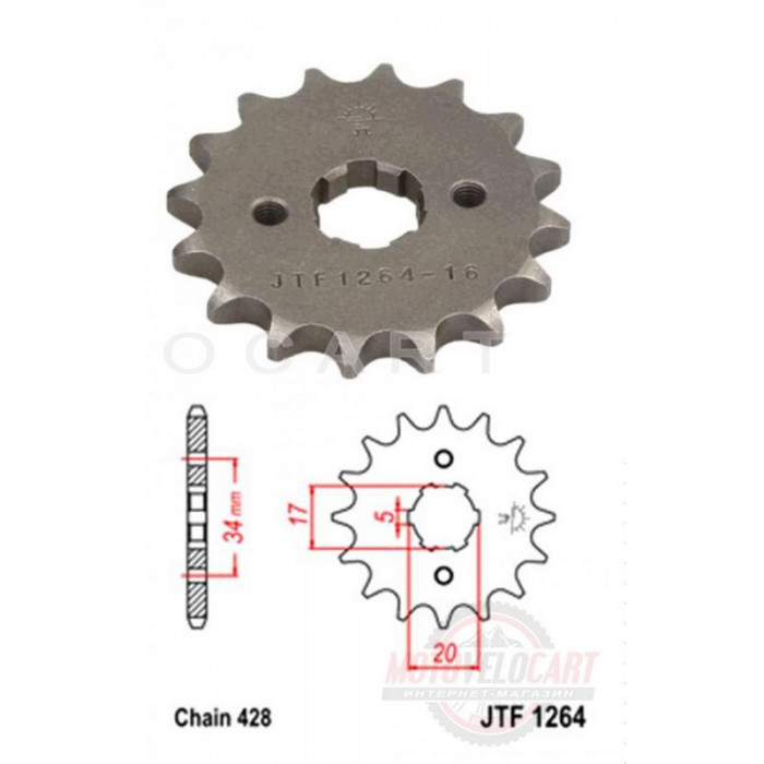Звезда трансмиссии (передняя)   Delta   428-16T   JT SPROCKET   #JTF1264.16, шт