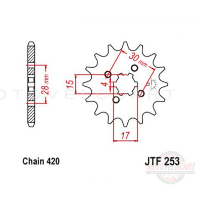 Звезда трансмиссии (передняя) Delta 420-15T JT SPROCKET #JTF253.15, шт Звезда трансмиссии (передняя) Delta 420-15T JT SPROCKET #JTF253.15, шт