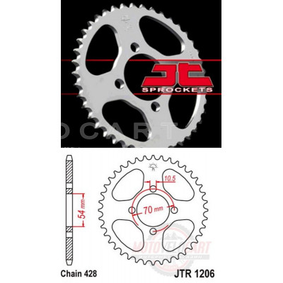 Звезда трансмиссии (задняя) Delta, Honda CBR125 428-42T JT SPROCKETS #JTR1206.42, шт Звезда трансмиссии (задняя) Delta, Honda CBR125 428-42T JT SPROCKETS #JTR1206.42, шт