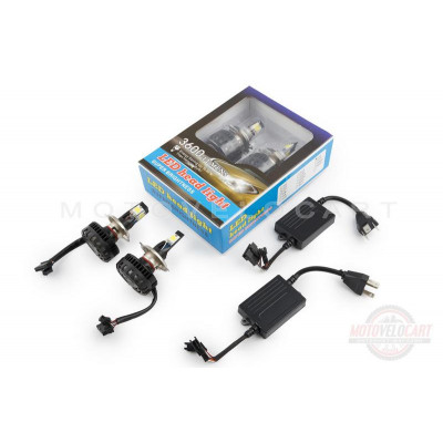 Лампы диодные автомобильные H4 (пара) (12V 3600 LUMENS, три кристалла, принуд. охлаждение) (аналог ксенона) "IZEN"