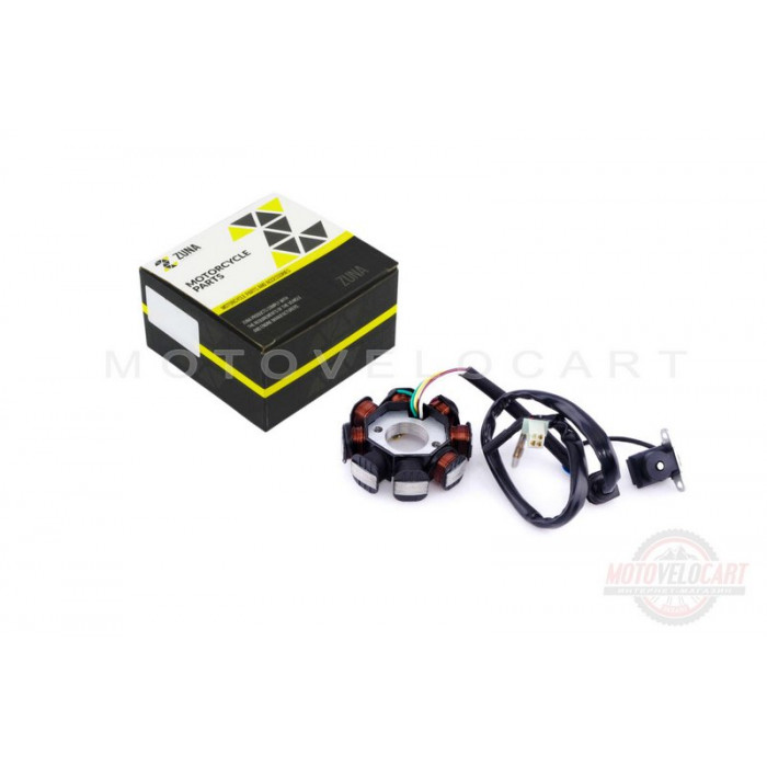 Статор генератора   4T GY6 50   (6+2 катушек, 5 контактов)   ZUNA, шт