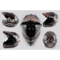 Шлем кроссовый (mod:Skull) (с визором, size:XXL, красный) "LS-2" Шлем кроссовый (mod:Skull) (с визором, size:XXL, красный) "LS-2"