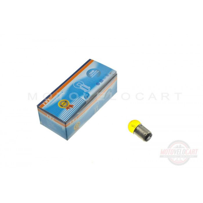 Лампа S25 (двухконтактная)   12V 10W/5W   (стоп, габарит)   (желтая)   YWL