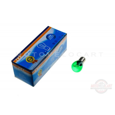 Лампа S25 (двухконтактная)   12V 21W/5W   (стоп, габарит)   (зеленая)   YWL