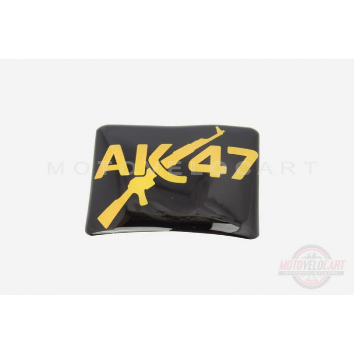 Наклейка логотип "АК47" (8x5,5см, силикон) (#SEA)