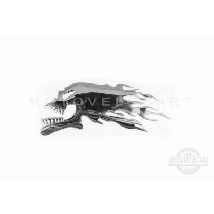 Наклейка шильдик "FIRESCULL" (14x5см, алюминий, хром) (#4744)
