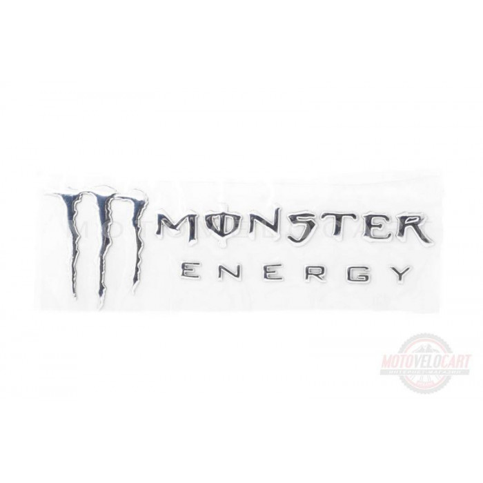 Наклейка шильдик "MONSTER ENERGY" (19x7см, алюминий, хром) (#4750)