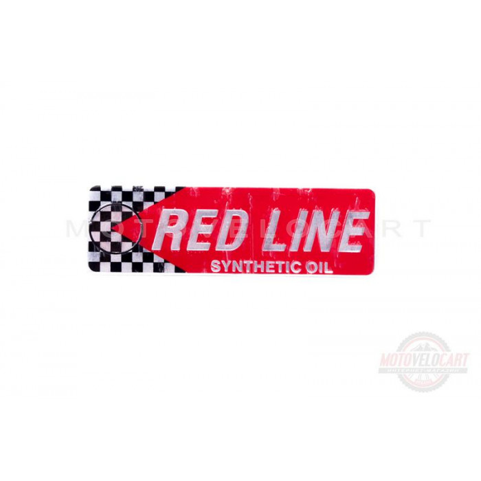 Наклейка шильдик "RED LINE" (13х4см, хром) (#4650)