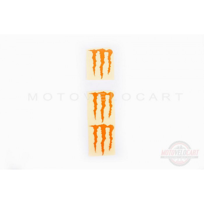 Наклейка   логотип   MONSTER ENERGY   (5x6см, 3шт, оранжевая)   (#HTC10103)
