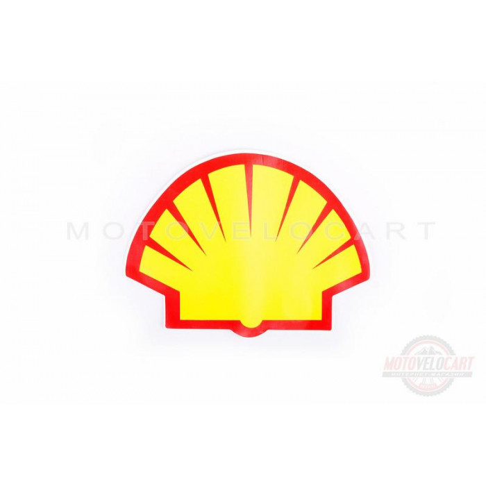 Наклейка логотип "SHELL" (13x9см, красно-оранжевая) (#0347)