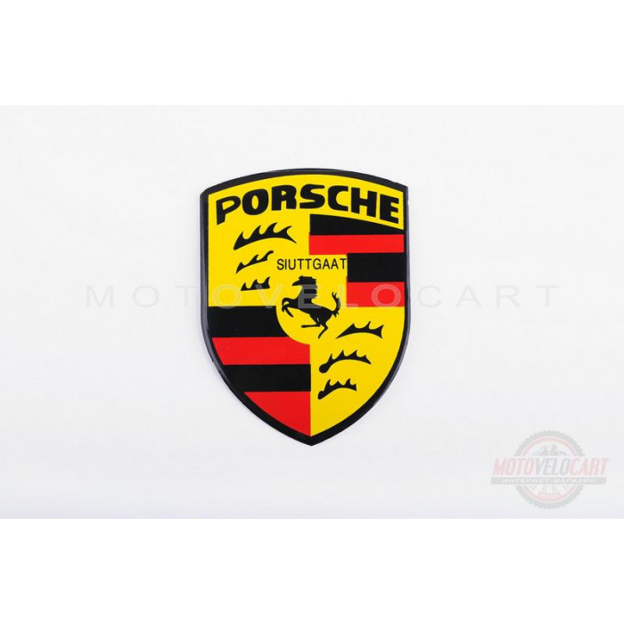 Наклейка   логотип   PORSCHE   (8x9см, алюминий)   (#3544)