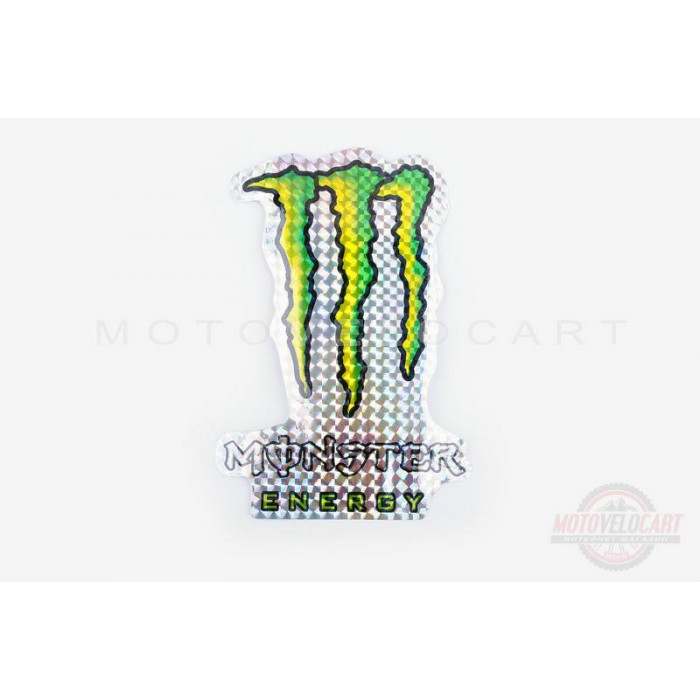 Наклейка   логотип   MONSTER ENERGY   (12x17см, голограмма)   (#7312A)