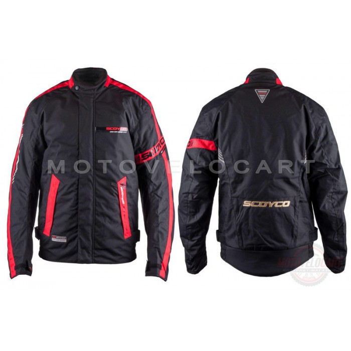 Мотокуртка текстиль "SCOYCO" (size:XL, черно-красная, mod:JK34)