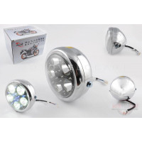 Фара светодиодная круглая (крепеж 165mm, голубая подсветка, металл) "Feili" Фара светодиодная круглая (крепеж 165mm, голубая подсветка, металл) "Feili"