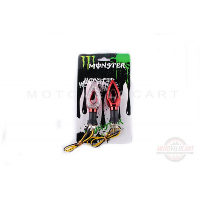 Повороты светодиодные (пара) стреловидные (красные, прозрачные) "MONSTER ENERGY" Повороты светодиодные (пара) стреловидные (красные, прозрачные) "MONSTER ENERGY"