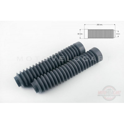 Гофры передней вилки (пара) универсальные L-250mm, d-30mm, D-50mm "MZK" (серые)