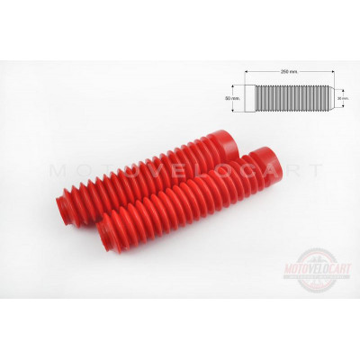 Гофры передней вилки (пара)   универсальные   L-250mm, d-30mm, D-50mm   (красные)   "MZK"   