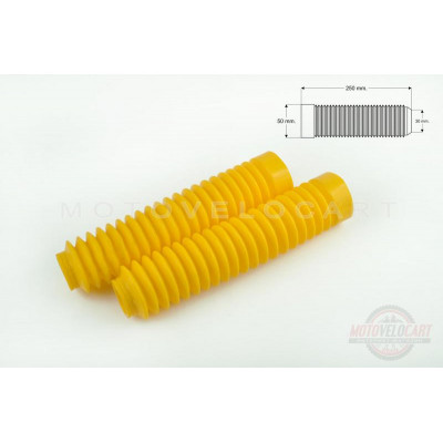 Гофры передней вилки (пара)   универсальные   L-250mm, d-30mm, D-50mm    (желтые)   "MZK"  