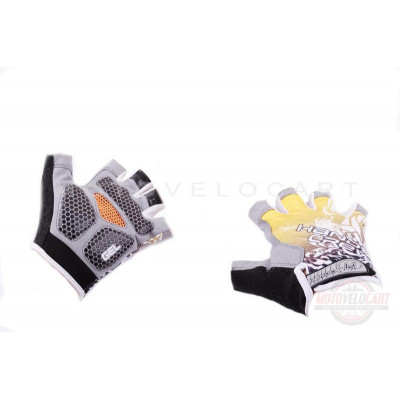 Перчатки без пальцев "HAND CREW" (mod:1, size:XL, гелевые подушки, желтые)