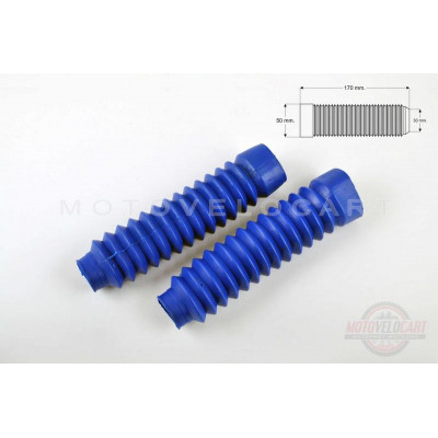 Гофры передней вилки (пара) универсальные L-170mm, d-30mm, D-50mm (синие) MANLE Гофры передней вилки (пара) универсальные L-170mm, d-30mm, D-50mm (синие) MANLE