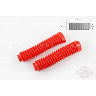 Гофры передней вилки (пара)   универсальные   L-250mm, d-30mm, D-50mm   (красные)   MANLE