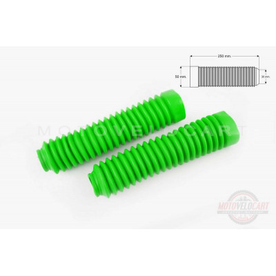 Гофры передней вилки (пара)   универсальные   L-250mm, d-30mm, D-50mm   (зеленые)   MANLE