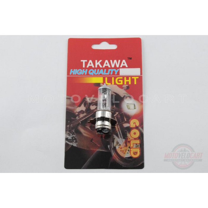 Лампа P15D-25-3 (3 уса)   12V 50W/50W   (белая)   (блистер)   (S-head)   "TAKAWA"   (mod:A)