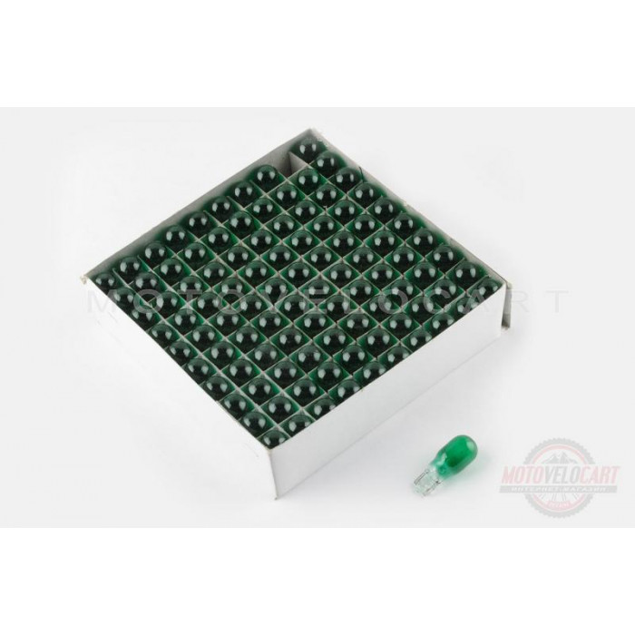 Лампа Т15 (безцокольная)   12V 10W   (поворот, зеленая)   "FL"