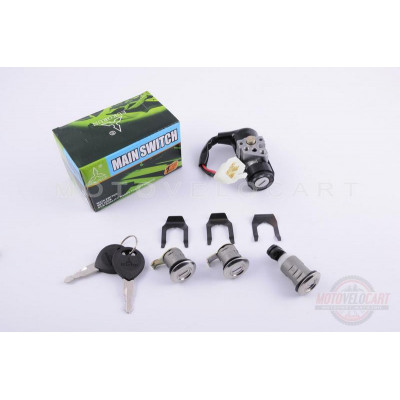 Замок зажигания (комплект) Honda LEAD, TACT (4 провода) "EURORUN" Замок зажигания (комплект) Honda LEAD, TACT (4 провода) "EURORUN"