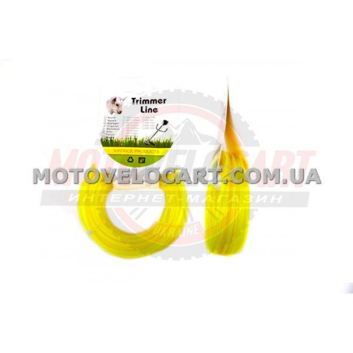 Леска мотокосы ?2,7mm, 15 метров   (звезда, желтая)   "BEST"