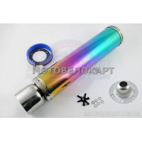 Глушитель (тюнинг)   420*100mm, креп. ?78mm   (нержавейка, радуга, mod:17)