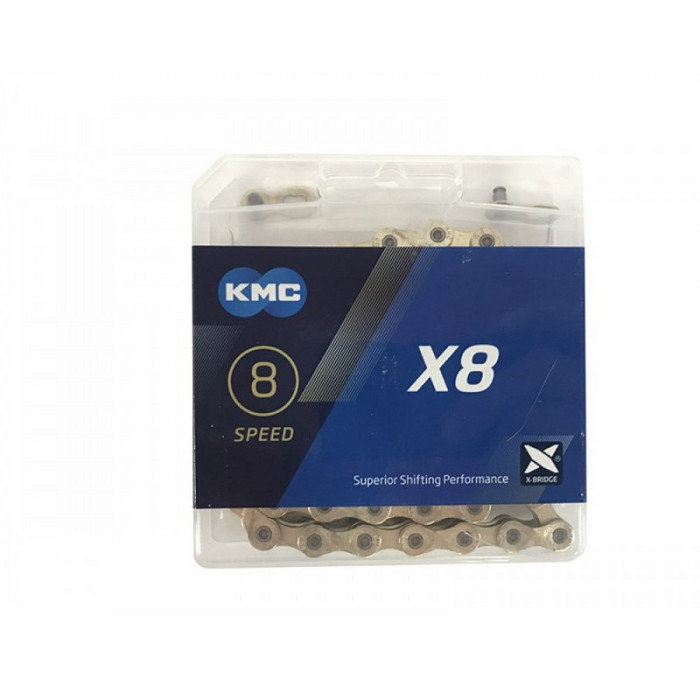 Цепь KMC X8 1/2"х3/32" 114 зв. Gold/Gold 