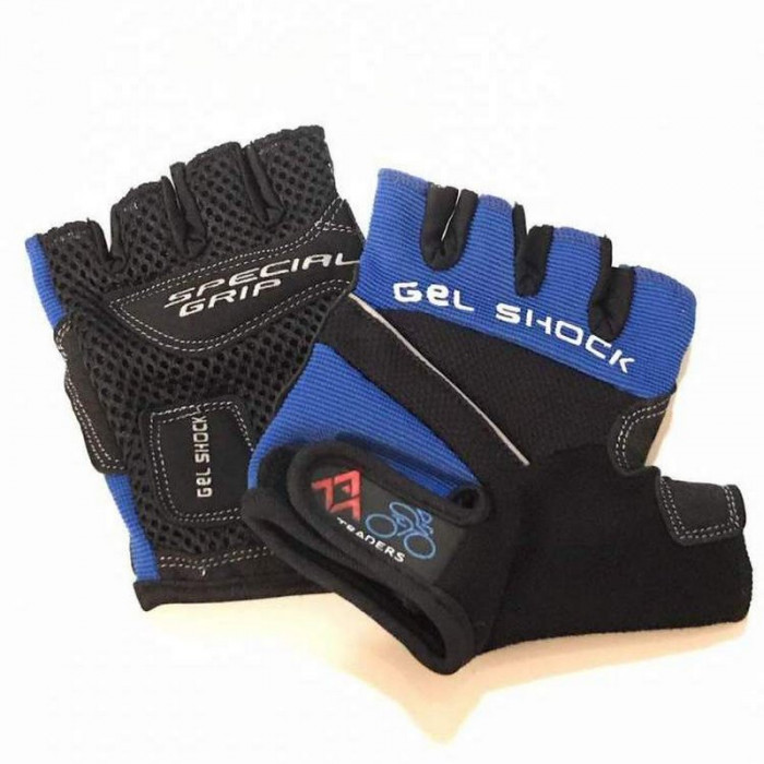 Перчатки вело "Gel Shock" (без пальцев, гелевые, черно-синие, size:M)