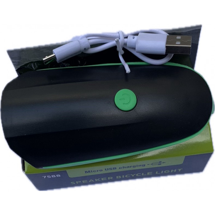 Вело фара на руль  кристалом под USB с сигналом 