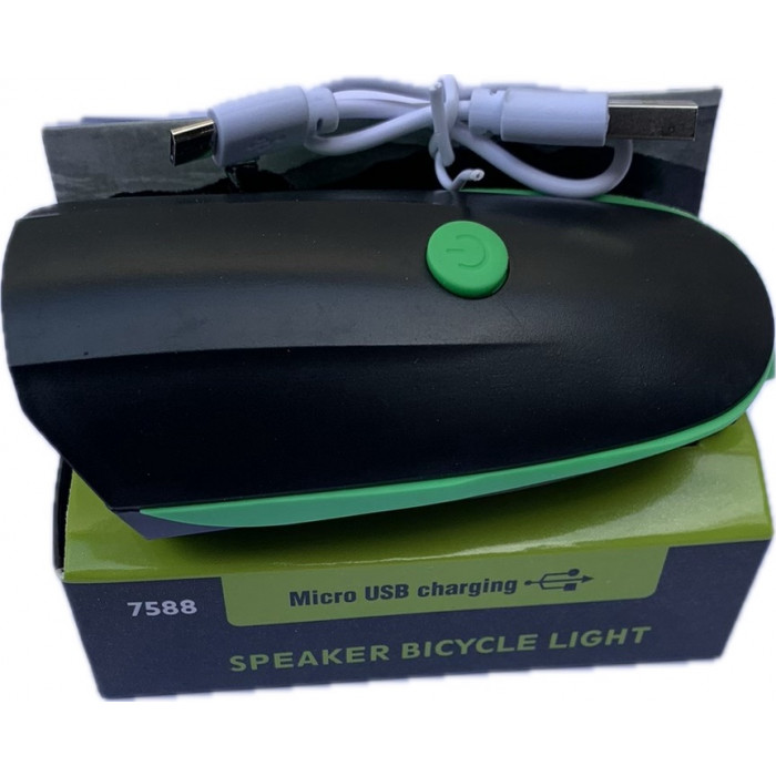 Вело фара на руль  кристалом под USB с сигналом 
